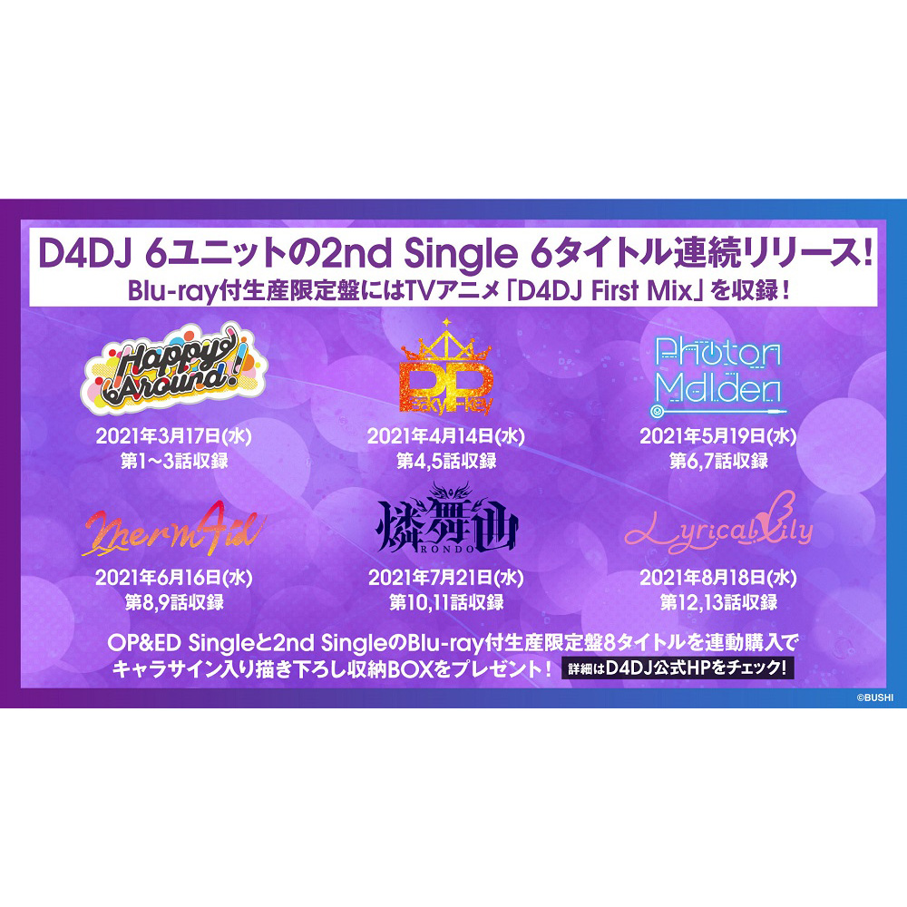 ブシロード発プロジェクト「D4DJ」TVアニメのOP&ED Singleと2nd Single 6タイトルの連続リリースが決定！ - 画像一覧（2/2）